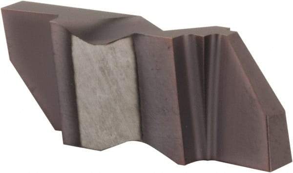 Tool-Flo - 0.375FLG CB Grade AC3, 3/32" Cutting Width Carbide Grooving Insert - 0.18" Max Depth of Cut, Left Hand, .005 to .010" Corner Radius, AlTiN Finish - Apex Tool & Supply