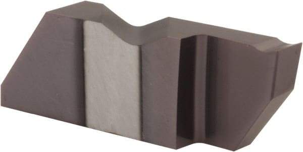Tool-Flo - 0.375FLG CB Grade AC3, 0.145" Cutting Width Carbide Grooving Insert - 1/4" Max Depth of Cut, Right Hand, .005 to .010" Corner Radius, AlTiN Finish - Apex Tool & Supply