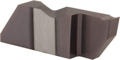 Tool-Flo - 0.375FLG CB Grade AC3, 0.145" Cutting Width Carbide Grooving Insert - 1/4" Max Depth of Cut, Right Hand, .005 to .010" Corner Radius, AlTiN Finish - Apex Tool & Supply