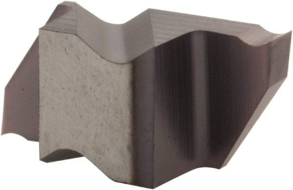 Tool-Flo - 0.188FLG CB Grade AC3, 0.0618" Cutting Width Carbide Grooving Insert - 0.11" Max Depth of Cut, Right Hand, .005 to .010" Corner Radius, AlTiN Finish - Apex Tool & Supply
