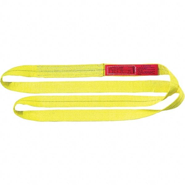 Lift-All - 16' Long x 2" Wide, 9,600 Lb Vertical Capacity, 2 Ply, Polyester Web Sling - 7,700 Lb Choker Capacity, Yellow - Apex Tool & Supply