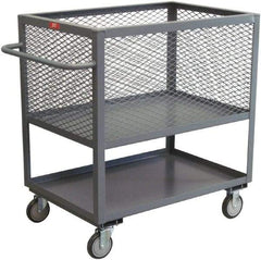 Jamco - 1,200 Lb Capacity, 2 Shelf, 4-Sided Steel Shelf Truck - 30" Long x 60" Wide x 44" High, 8" Diam Wheels - Apex Tool & Supply