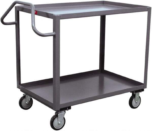 Jamco - 1,200 Lb Capacity, 24" Wide x 48" Long x 35" High Ergonomic Utility Cart - 2 Shelf, Steel, 2 Rigid/2 Swivel Casters - Apex Tool & Supply