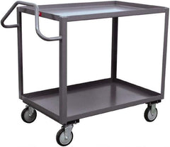 Jamco - 1,200 Lb Capacity, 24" Wide x 48" Long x 35" High Ergonomic Utility Cart - 2 Shelf, Steel, 2 Rigid/2 Swivel Casters - Apex Tool & Supply