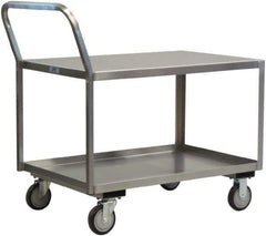 Jamco - 1,200 Lb Capacity, 48" Wide x 24" Long x 27" High Service Cart - 2 Shelf, Stainless Steel, 2 Rigid/2 Swivel Casters - Apex Tool & Supply