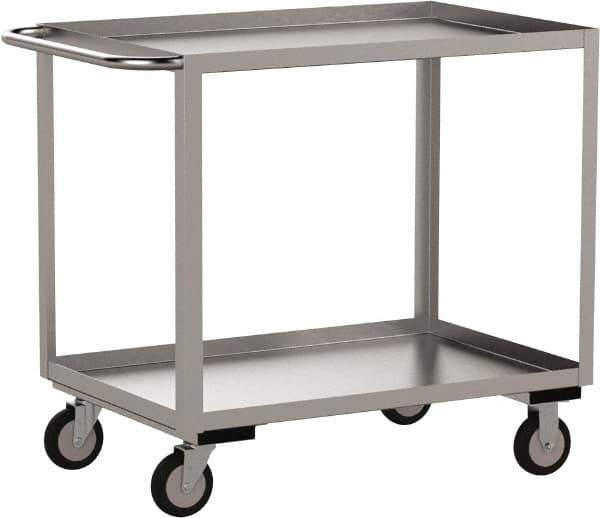 Jamco - 1,200 Lb Capacity, 48" Wide x 30" Long x 35" High Shelf Cart - 2 Shelf, Stainless Steel, 2 Rigid/2 Swivel Casters - Apex Tool & Supply