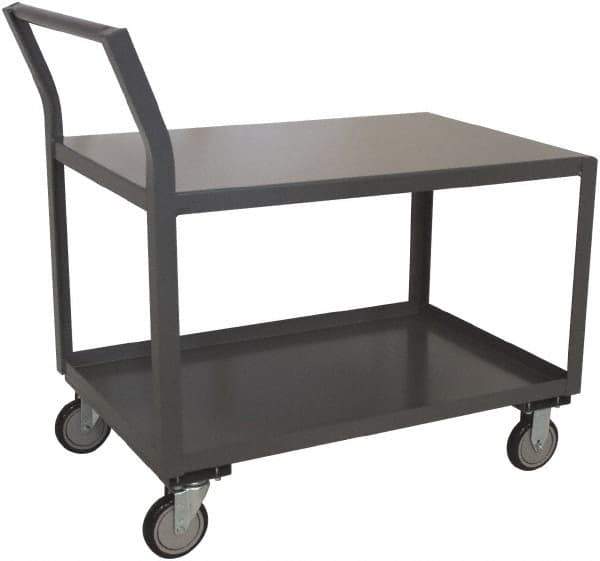 Jamco - 1,200 Lb Capacity, 18" Wide x 24" Long x 27" High Shelf Cart - 2 Shelf, Steel, 2 Rigid/2 Swivel Casters - Apex Tool & Supply