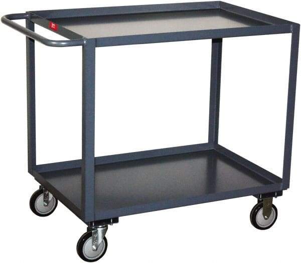Jamco - 1,200 Lb Capacity, 18" Wide x 36" Long x 35" High Service Cart - 2 Shelf, Steel, 2 Rigid/2 Swivel Casters - Apex Tool & Supply