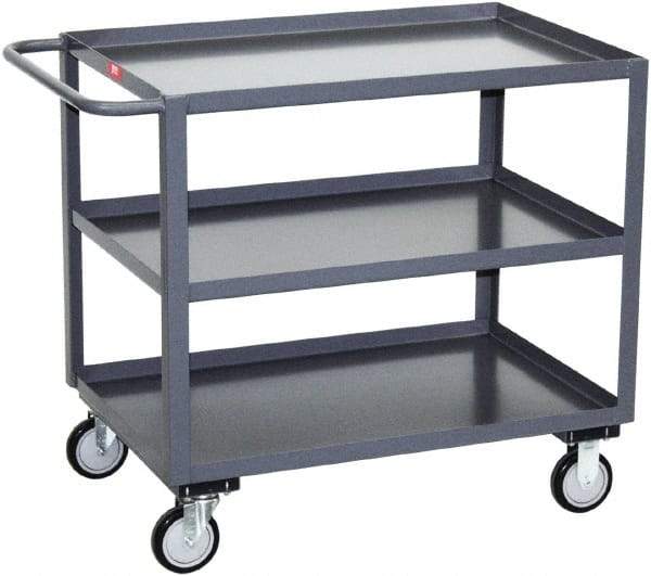 Jamco - 1,200 Lb Capacity, 24" Wide x 30" Long x 35" High Service Cart - 3 Shelf, Steel, 2 Rigid/2 Swivel Casters - Apex Tool & Supply