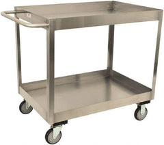 Jamco - 1,200 Lb Capacity, 18" Wide x 30" Long x 35" High Shelf Cart - 2 Shelf, Stainless Steel, 2 Rigid/2 Swivel Casters - Apex Tool & Supply