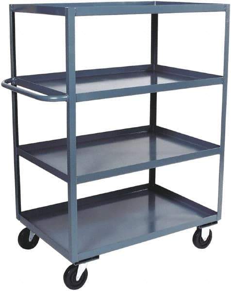 Jamco - 3,000 Lb Capacity, 4 Shelf, Steel Stock Truck - 24" Long x 48" Wide x 60" High, 6" Diam Phenolic Wheels - Apex Tool & Supply