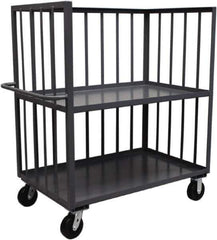 Jamco - 2,000 Lb Capacity, 2 Shelf, 3-Sided Steel Truck - 36" Long x 24" Wide x 57" High, 6" Diam Phenolic Resin Wheels - Apex Tool & Supply