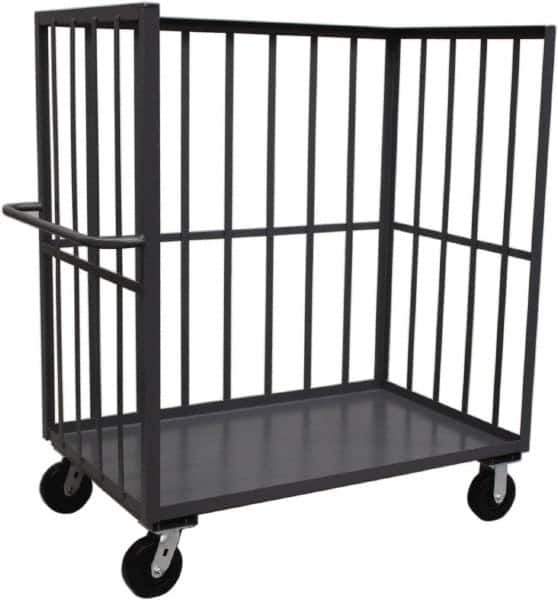Jamco - 2,000 Lb Capacity, 1 Shelf, 3-Sided Steel Truck - 48" Long x 24" Wide x 57" High, 6" Diam Phenolic Resin Wheels - Apex Tool & Supply