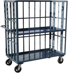 Jamco - 3,000 Lb Capacity, 2 Shelf, 3-Sided Steel Truck - 36" Long x 72" Wide x 57" High, 6" Diam Phenolic Wheels - Apex Tool & Supply