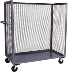 Jamco - 2,000 Lb Capacity, 1 Shelf, 3-Sided Steel Mesh Stock Truck - 48" Long x 30" Wide x 57" High, 6" Diam Phenolic Wheels - Apex Tool & Supply