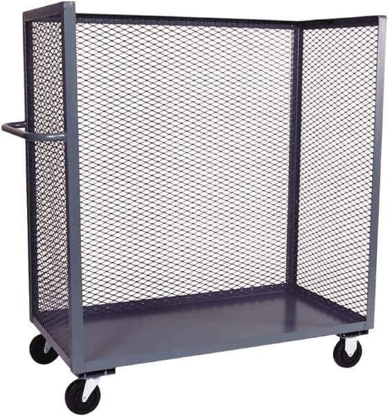 Jamco - 2,000 Lb Capacity, 1 Shelf, 3-Sided Steel Truck - 36" Long x 24" Wide x 57" High, 6" Diam Phenolic Resin Wheels - Apex Tool & Supply