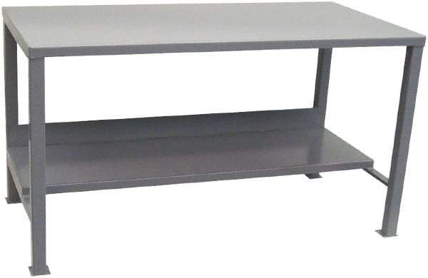 Jamco - 72 Wide x 30" Deep x 34" High, Steel Workbench - Flat Top, Fixed Legs, Gray - Apex Tool & Supply