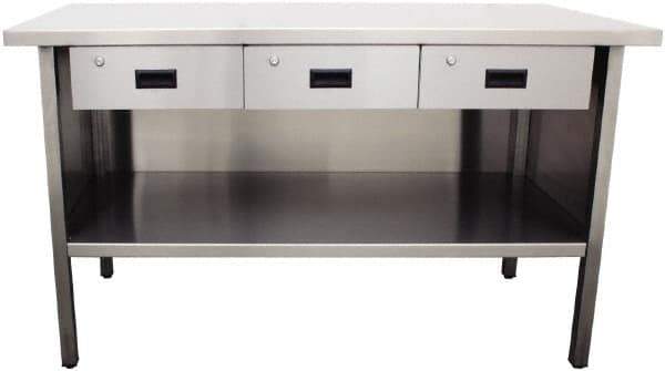 Jamco - 72 Wide x 30" Deep x 35" High, Stainless Steel Workbench - Flat Top, Fixed Legs, Stainless - Apex Tool & Supply