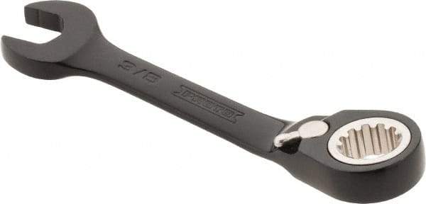 Proto - 3/8" 12 Point Offset Combination Wrench - 15° Offset Angle, 3-3/4" OAL, Steel, Black Chrome Finish - Apex Tool & Supply