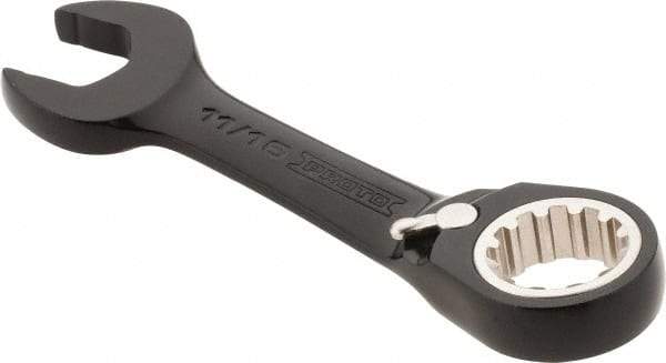 Proto - 11/16" 12 Point Offset Combination Wrench - 15° Offset Angle, 5" OAL, Steel, Black Chrome Finish - Apex Tool & Supply