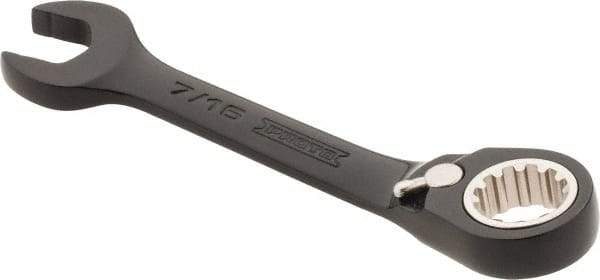 Proto - 7/16" 12 Point Offset Combination Wrench - 15° Offset Angle, 4" OAL, Steel, Black Chrome Finish - Apex Tool & Supply