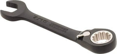 Proto - 7/16" 12 Point Offset Combination Wrench - 15° Offset Angle, 4" OAL, Steel, Black Chrome Finish - Apex Tool & Supply