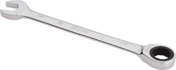Proto - 15mm 12 Point Combination Wrench - 0° Offset Angle, 7-7/8" OAL, Steel, Chrome Finish - Apex Tool & Supply