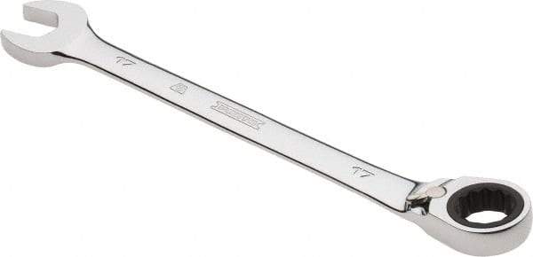 Proto - 17mm 12 Point Combination Wrench - 0° Offset Angle, 8-7/8" OAL, Steel, Chrome Finish - Apex Tool & Supply