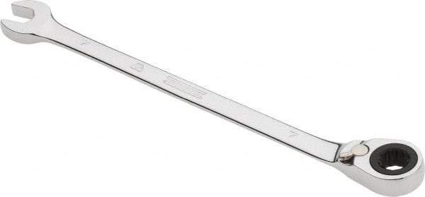 Proto - 7mm 12 Point Combination Wrench - 0° Offset Angle, 5-1/2" OAL, Steel, Chrome Finish - Apex Tool & Supply