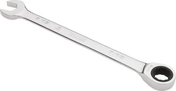 Proto - 7/16" 12 Point Combination Wrench - 0° Offset Angle, 6-1/2" OAL, Steel, Chrome Finish - Apex Tool & Supply