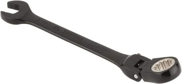 Proto - 3/8" 12 Point Flexhead Combination Wrench - 15° Offset Angle, 5" OAL, Steel, Black Chrome Finish - Apex Tool & Supply