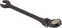 Proto - 3/8" 12 Point Flexhead Combination Wrench - 15° Offset Angle, 5" OAL, Steel, Black Chrome Finish - Apex Tool & Supply