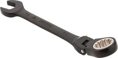 Proto - 17mm 12 Point Flexhead Combination Wrench - 15° Offset Angle, 7" OAL, Steel, Black Chrome Finish - Apex Tool & Supply