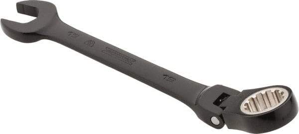 Proto - 19mm 12 Point Flexhead Combination Wrench - 15° Offset Angle, 8" OAL, Steel, Black Chrome Finish - Apex Tool & Supply
