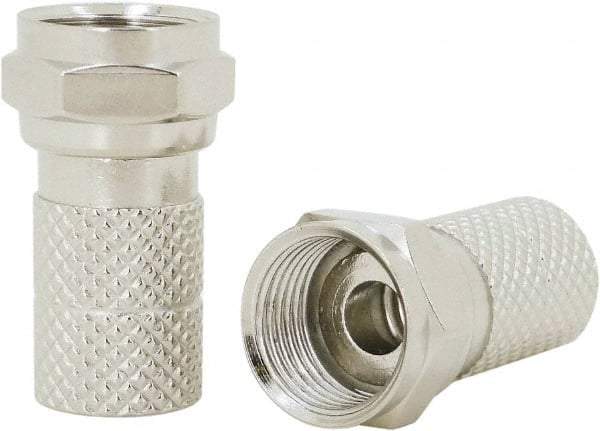 Ideal - Straight, F Type Crimp Coaxial Connector - Compatible with RG6, Brass Contact, Brass Body - Apex Tool & Supply