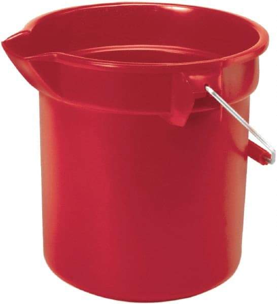Rubbermaid - 14 Qt, 285.75mm High, High-Density Polyethylene Round Red Single Pail with Pour Spout - Handle Included, 12" Top Diam - Apex Tool & Supply
