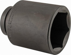 Proto - 1" Drive 75mm Deep Impact Socket - 6 Points, 5-1/4" OAL - Apex Tool & Supply