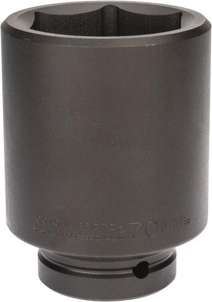 Proto - 1" Drive 70mm Deep Impact Socket - 6 Points, 5" OAL - Apex Tool & Supply