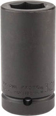Proto - 1" Drive 32mm Deep Impact Socket - 6 Points, 4" OAL - Apex Tool & Supply