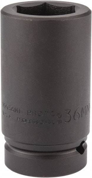 Proto - 1" Drive 36mm Deep Impact Socket - 6 Points, 4" OAL - Apex Tool & Supply
