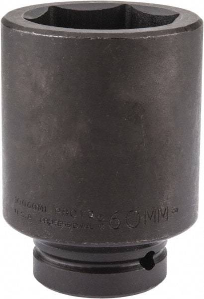 Proto - 1" Drive 60mm Deep Impact Socket - 6 Points, 4-3/4" OAL - Apex Tool & Supply