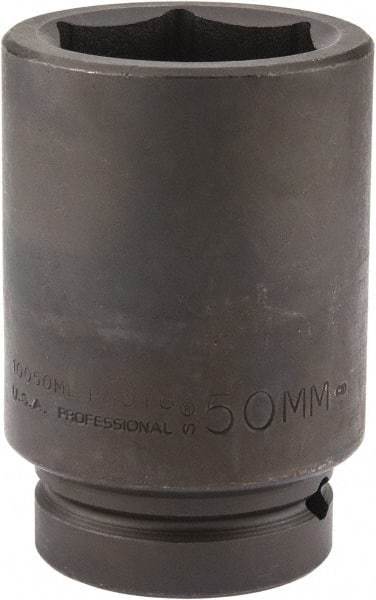 Proto - 1" Drive 50mm Deep Impact Socket - 6 Points, 4-1/4" OAL - Apex Tool & Supply