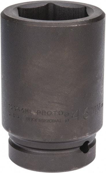 Proto - 1" Drive 46mm Deep Impact Socket - 6 Points, 4-1/8" OAL - Apex Tool & Supply