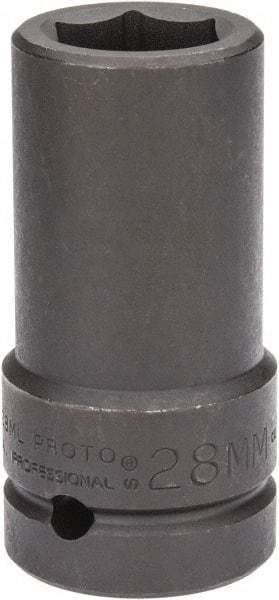 Proto - 1" Drive 28mm Deep Impact Socket - 6 Points, 4" OAL - Apex Tool & Supply
