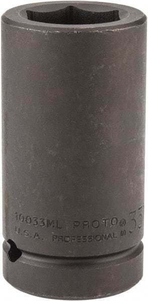 Proto - 1" Drive 33mm Deep Impact Socket - 6 Points, 4" OAL - Apex Tool & Supply