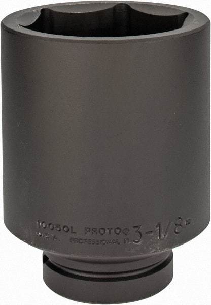 Proto - 1" Drive 3-1/8" Deep Impact Socket - 6 Points, 5-1/2" OAL - Apex Tool & Supply