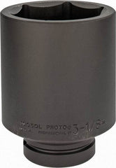 Proto - 1" Drive 3-1/8" Deep Impact Socket - 6 Points, 5-1/2" OAL - Apex Tool & Supply