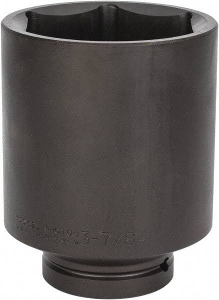 Proto - 1" Drive 3-7/8" Deep Impact Socket - 6 Points, 6-3/8" OAL - Apex Tool & Supply