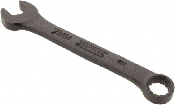 Proto - 7mm 12 Point Offset Combination Wrench - 15° Offset Angle, 3-3/8" OAL, Steel, Black Finish - Apex Tool & Supply