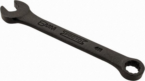 Proto - 6mm 12 Point Offset Combination Wrench - 15° Offset Angle, 3-1/4" OAL, Steel, Black Finish - Apex Tool & Supply